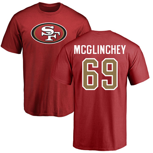 Men San Francisco 49ers Red Mike McGlinchey Name and Number Logo #69 NFL T Shirt